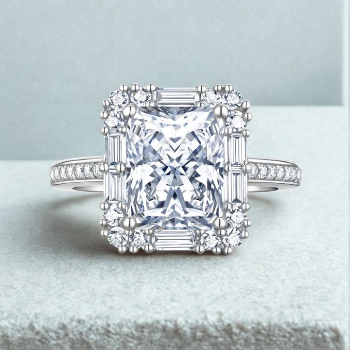 Halo Eternity Moissanite Ring™ Colored Gem Stone – Where Grandeur Meets Grace