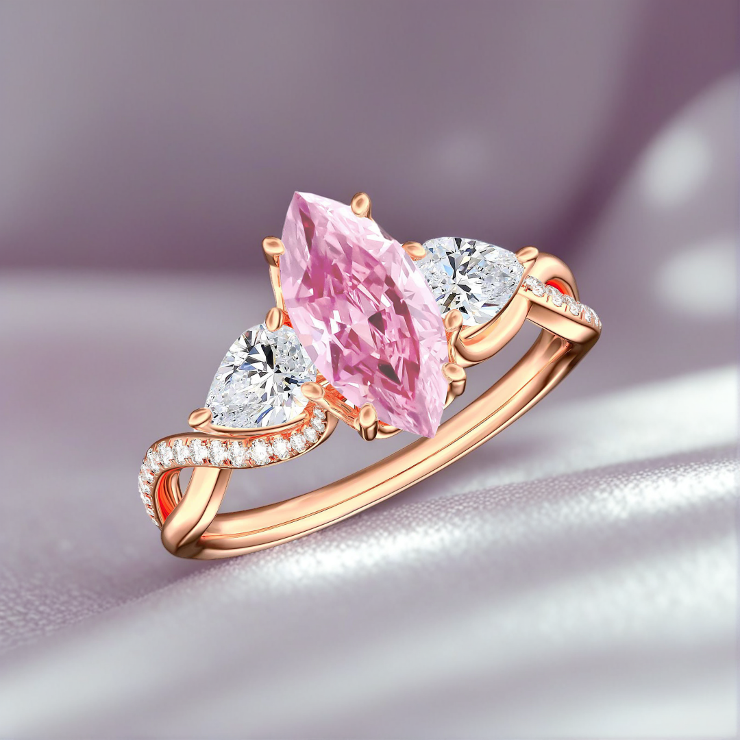 Petal Shine Ring™ Luxury Ring – 3 Carat Pink Sapphire in a Rose Gold Bloom