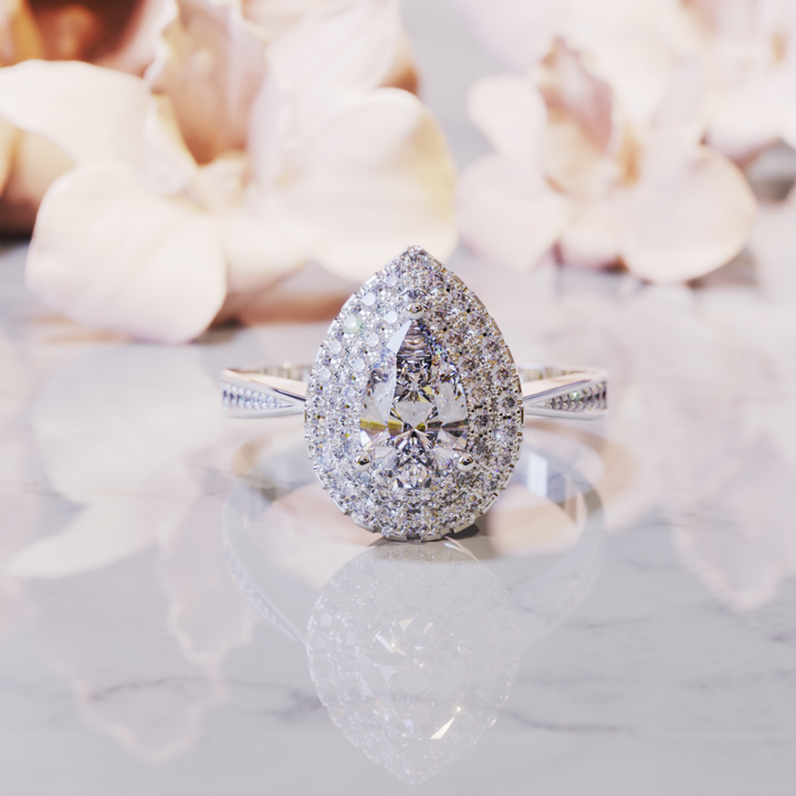 Echo Dream Ring™ Colored Gem Stone – Bold Brilliance in a Double Halo Design