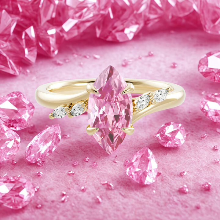 Petal Twist Ring™ Luxury Ring – 2 Carat Pink Sapphire with Leaf Accents in Gold