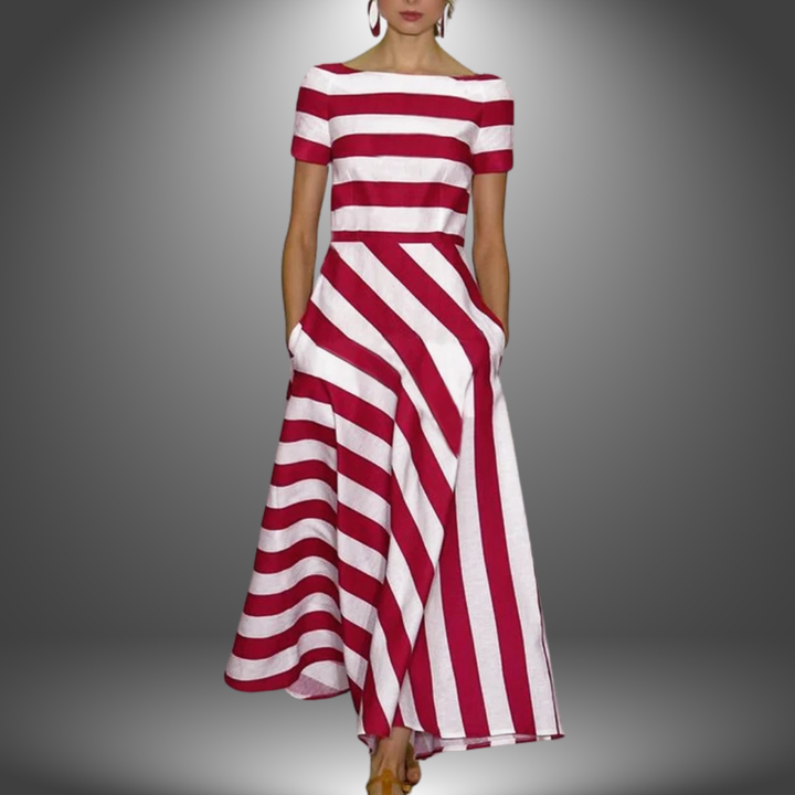 Alma™ Long Dress Collection - Striped A-Line Maxi Dress