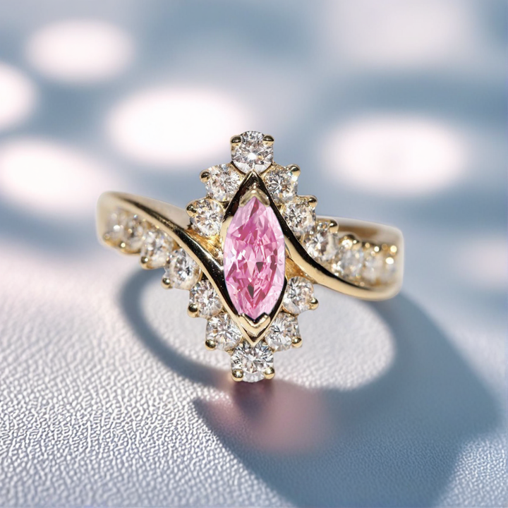 Blushing Rose Ring™ Luxury Ring – 3 Carat Pink Moissanite in Rose Gold Elegance
