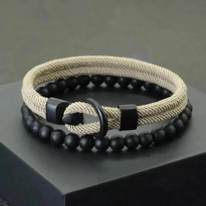 Sky Morris Havasu Bracelet™ Men Jewelry – Nautical Rope & Onyx Bead Bracelet Set