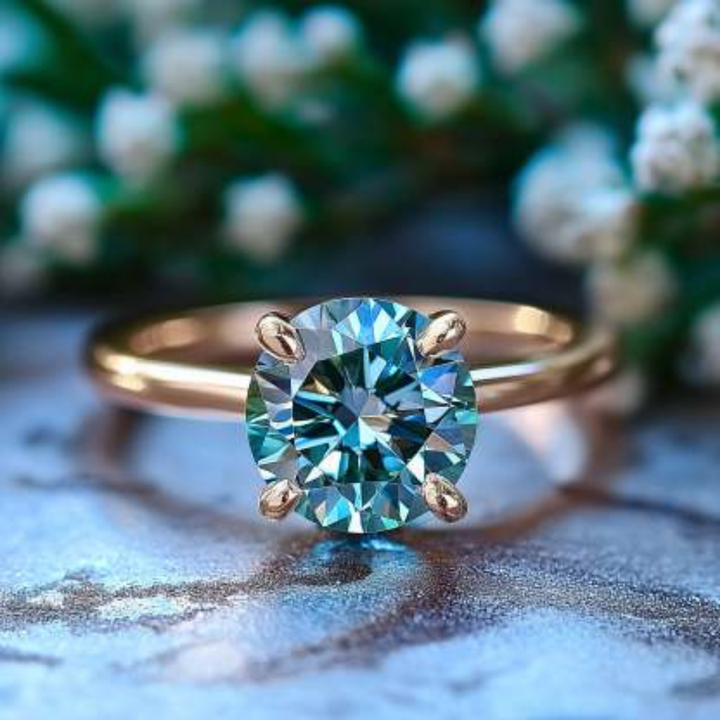 Sage Spark Ring™ Colored Gem Stone – Radiance Reimagined with Blue Moissanite Brilliance
