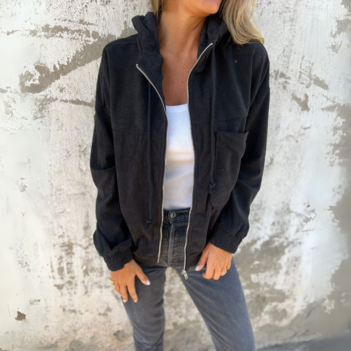 Ella™ – Corduroy Zip-Up Hooded Jacket