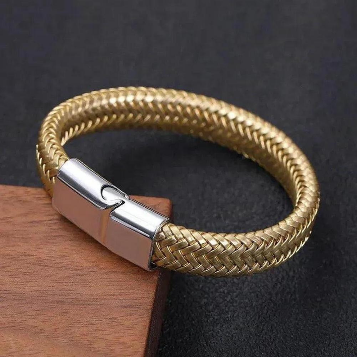 Moon Madrid Kotzebue Bracelet™ Men Jewelry – Woven Leather Bracelet with Magnetic Clasp