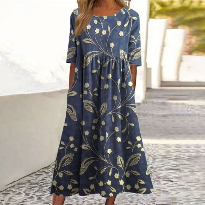 Wendy™ – Embroidered Relaxed Midi Dress