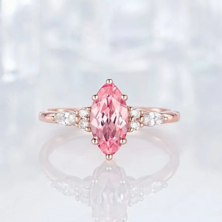 Rosy Bloom Ring™ Luxury Ring – 1.5 Carat Pink Sapphire in Sculpted Rose Gold Setting