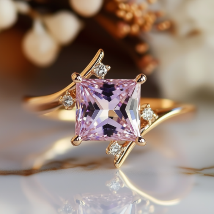 Rose Whisper Ring™ Luxury Ring – 1 Carat Padparadscha in Artistic Gold Design