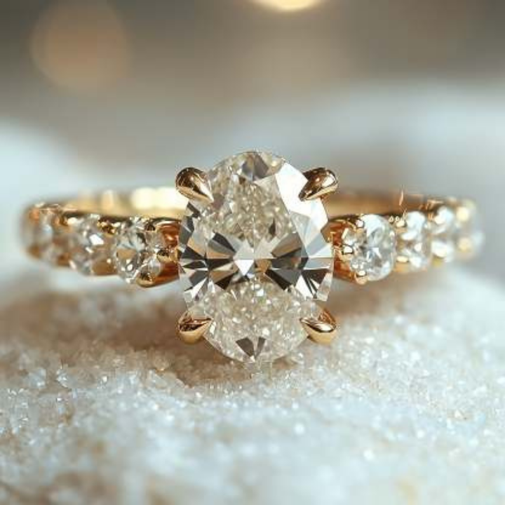 Ice Whisper Ring™ Colored Gem Stone – Golden Glow with Crystal Clarity