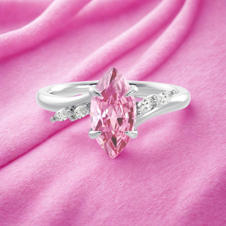 Petal Twist Ring™ Luxury Ring – 2 Carat Pink Sapphire with Delicate Leaf Accents