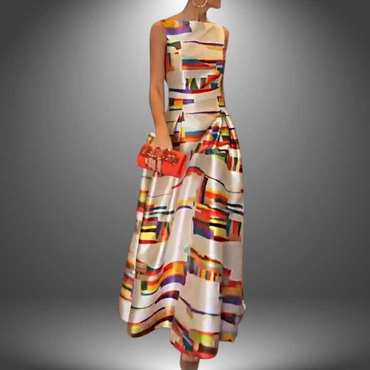 Amelia™ Long Dress Collection - Bold Geometric Print Maxi Dress