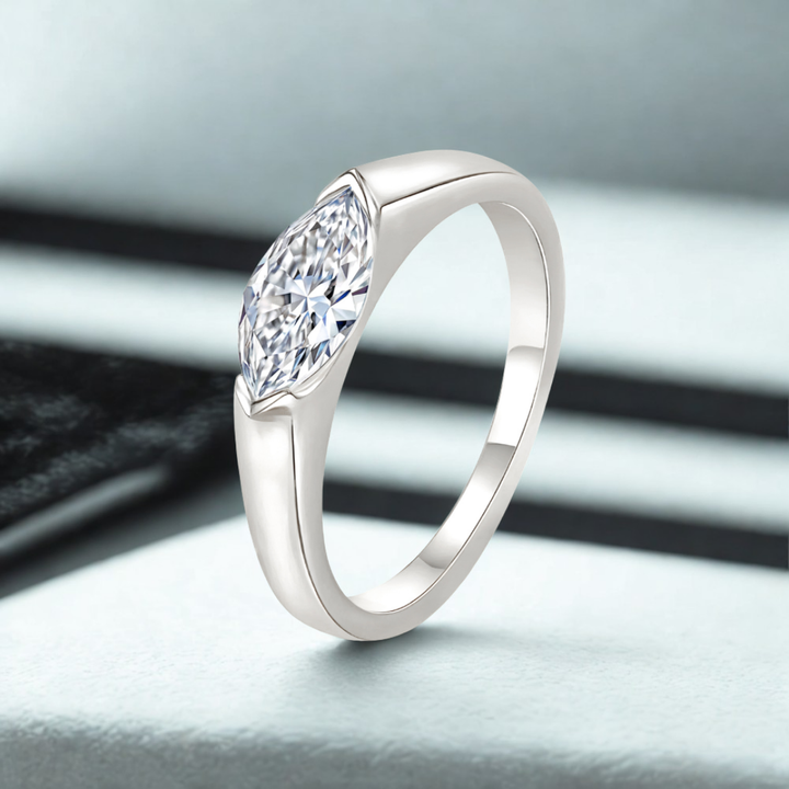 East-West Bezel Moissanite Ring™ Colored Gem Stone – Timeless Elegance in a Modern Setting