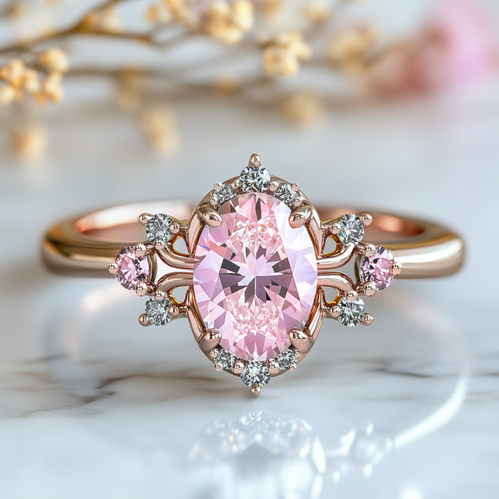 Blush Mirage Ring™ Luxury Ring – Rose Gold Halo Moissanite Ring