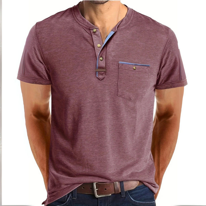 Saxon™ - Elegant Round Neck T-Shirt With Pocket
