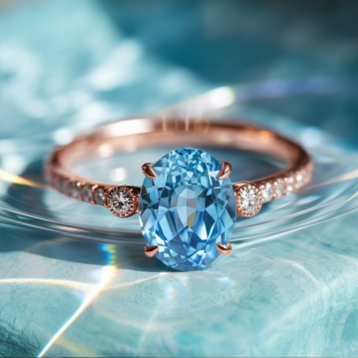 Ice Bound Ring™ Colored Gem Stone – Crystal Clarity in a Cool Blue Glow