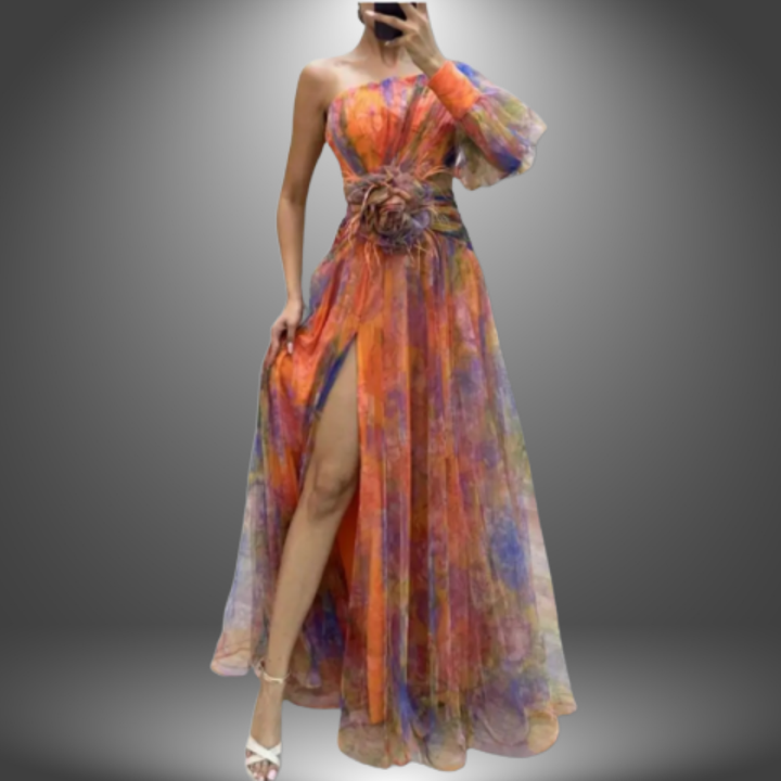 Addison™ Long Dress Collection - Vibrant One-Shoulder Floral Maxi Dress