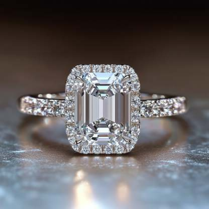Frost Beam Ring™ Luxury Ring – 2 Carat Moissanite with Halo Setting in Pure Silver