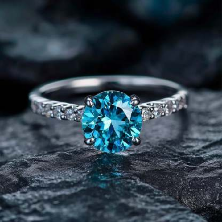 Sky Gleam Ring™ Colored Gem Stone – Dazzling Depth in a Brilliant Blue Spark