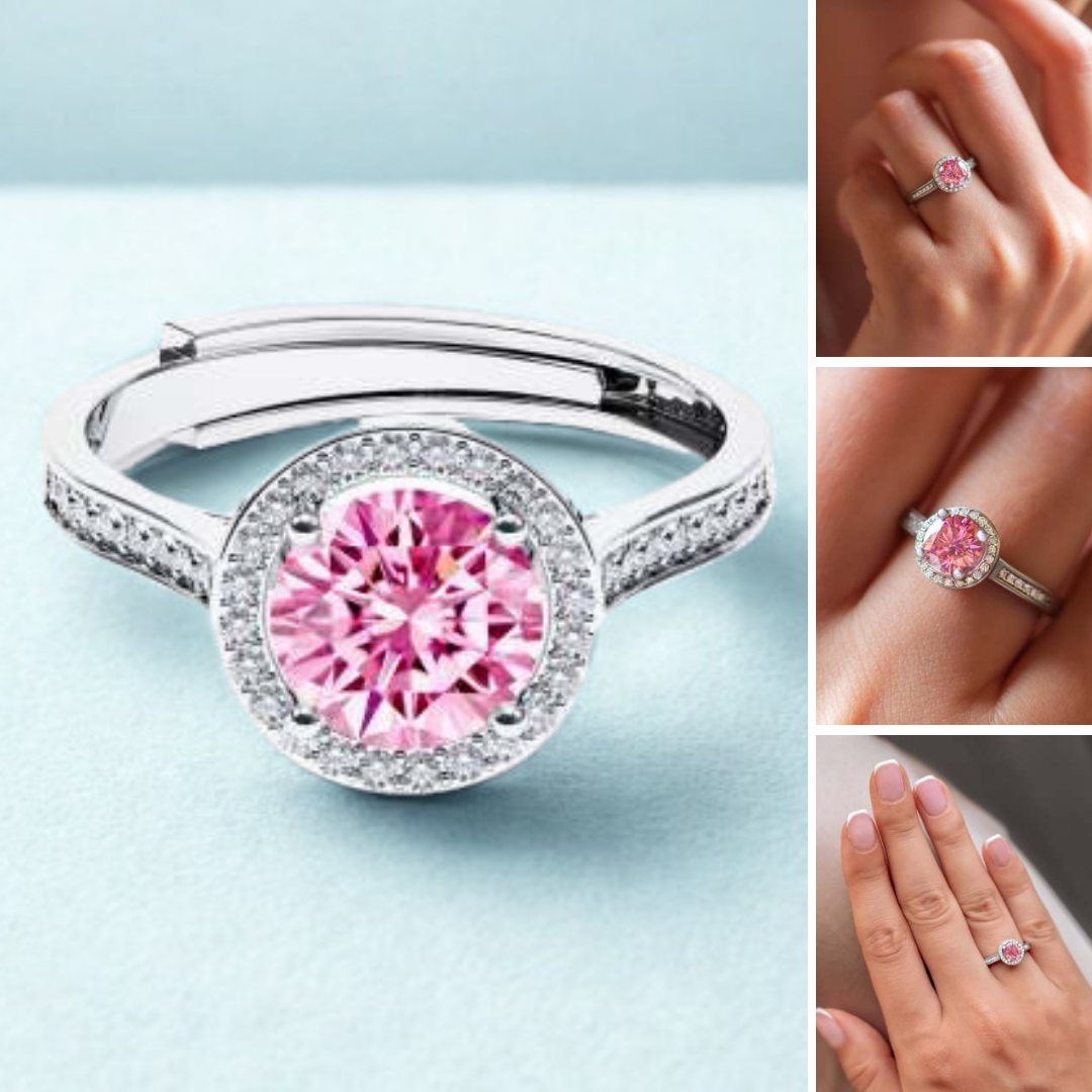 Rosefire Spark Ring™ Colored Gem Stone – Radiant Romance in a Classic Halo