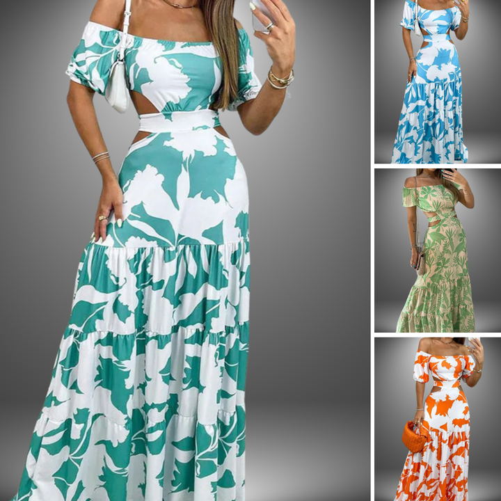Alice™ Long Dress Collection - Off-Shoulder Floral Maxi Dress