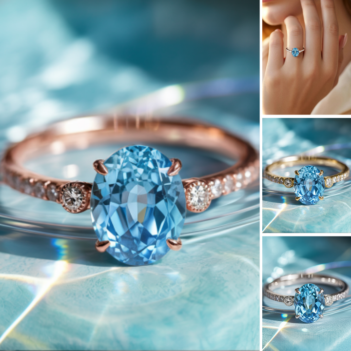 Ice Bound Ring™ Colored Gem Stone – Crystal Clarity in a Cool Blue Glow