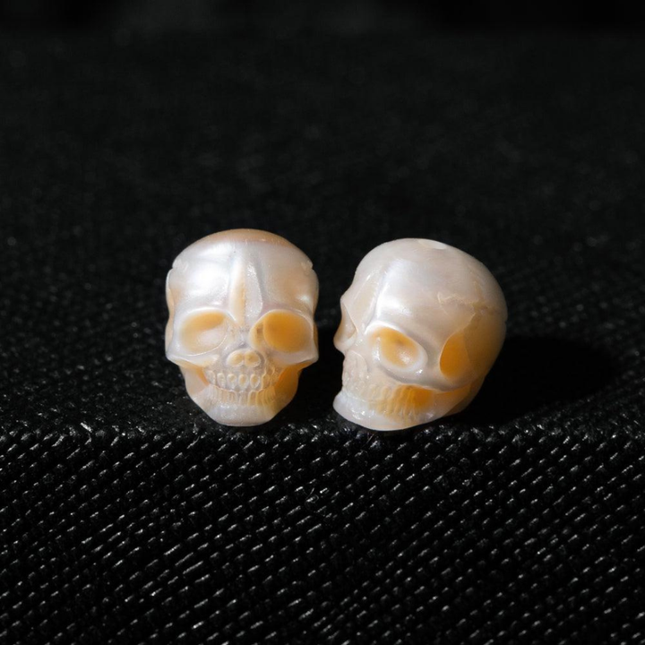 Real Pearl Carved Skull Bead™ Skull Accessories  – Symbolic Elegance for DIY Creations