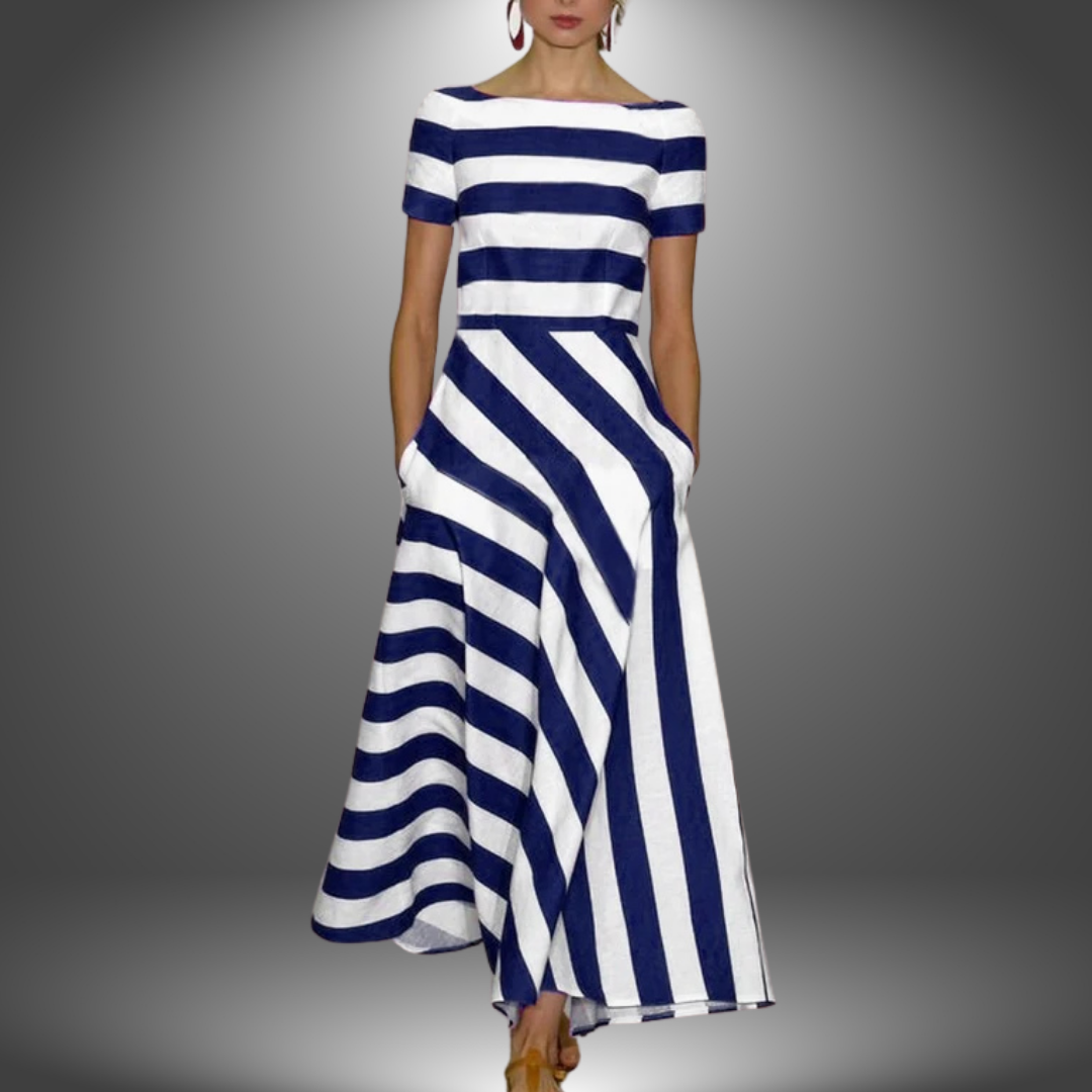Alma™ Long Dress Collection - Striped A-Line Maxi Dress