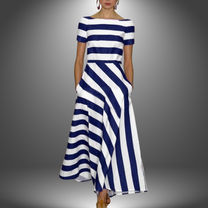 Alma™ Long Dress Collection - Striped A-Line Maxi Dress