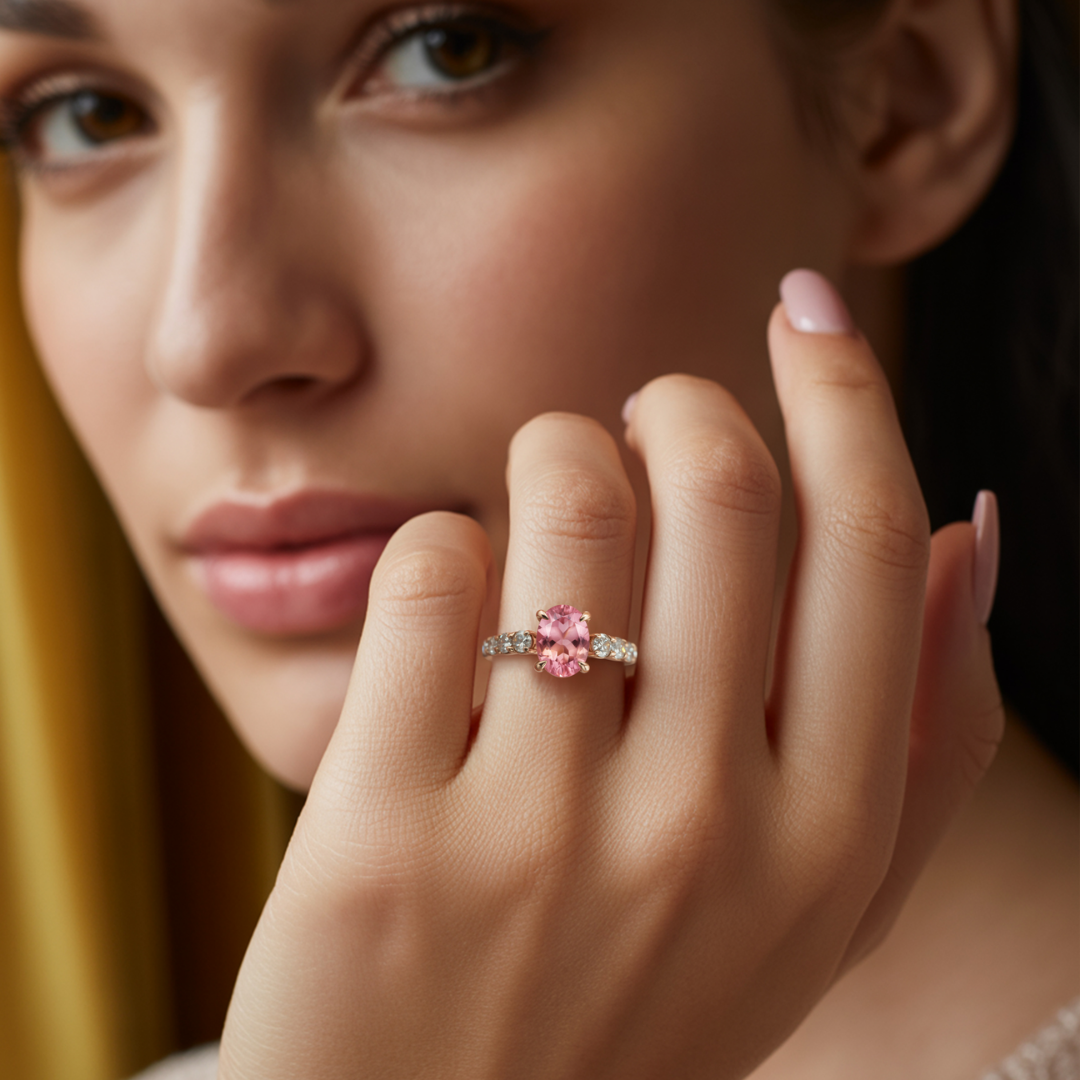 Twilight Kiss Ring™ Colored Gem Stone – Radiant Romance in a Blush-Hued Glow