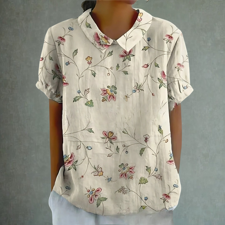 Lina™ – Floral Print Linen Blouse