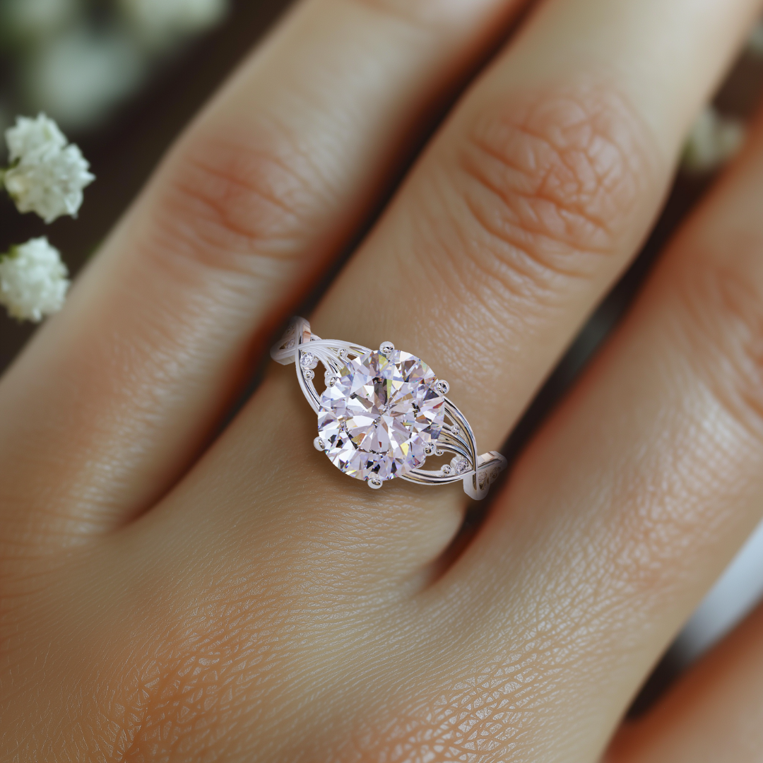 Serene Beam Ring™ Colored Gem Stone – Harmonious Elegance with a Brilliant Center