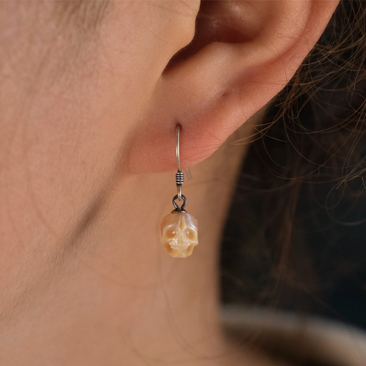 Minimalist Skull Pearl Dangle Drop Earrings™ Skull Accessories  – Edgy Elegance in Every Detail