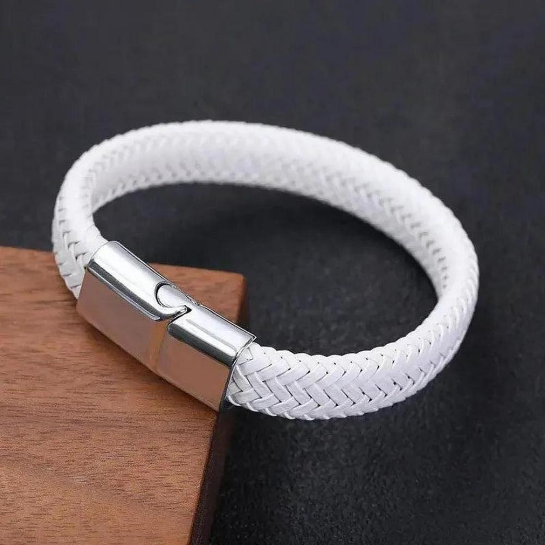 Moon Madrid Kotzebue Bracelet™ Men Jewelry – Woven Leather Bracelet with Magnetic Clasp