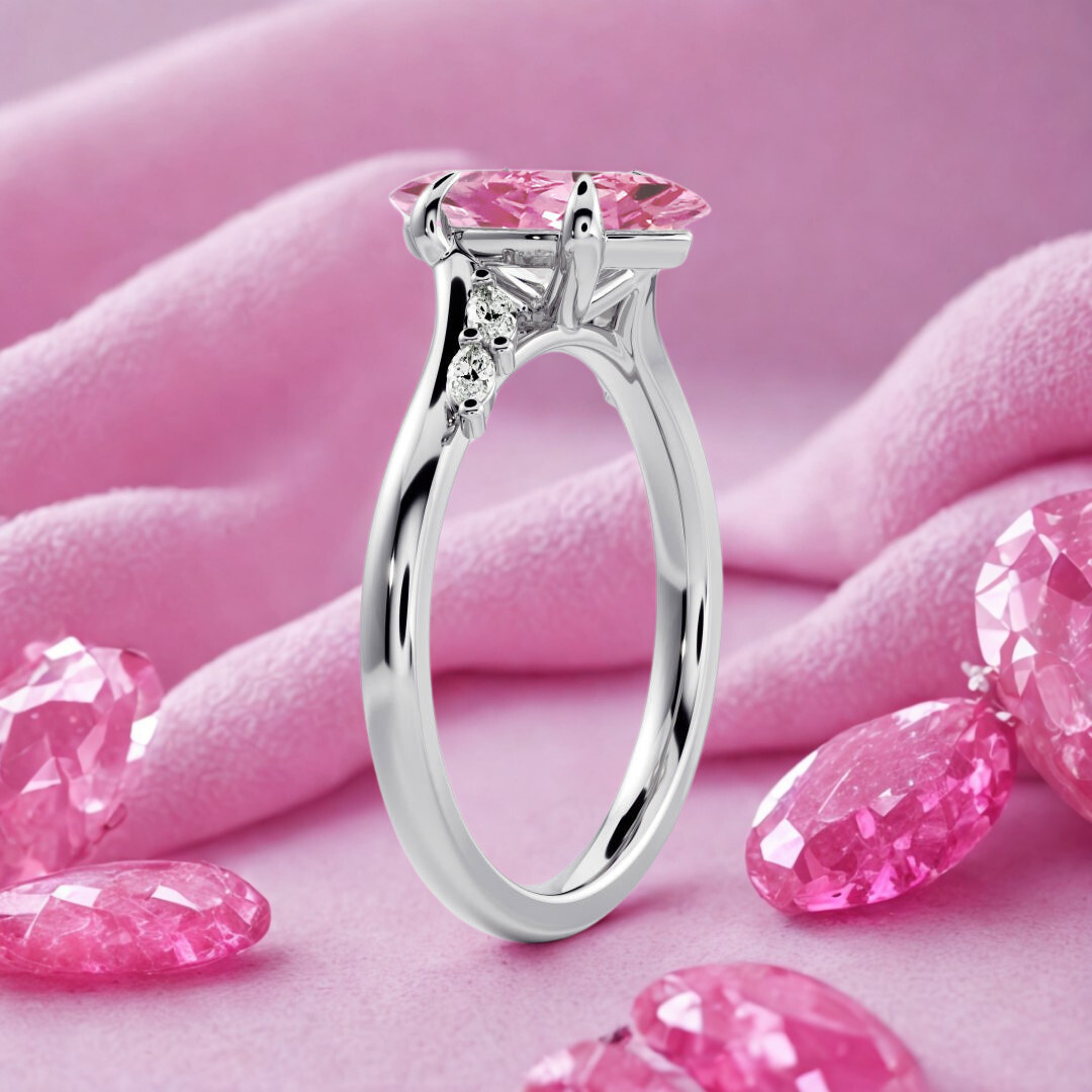 Petal Twist Ring™ Luxury Ring – 2 Carat Pink Sapphire with Delicate Leaf Accents