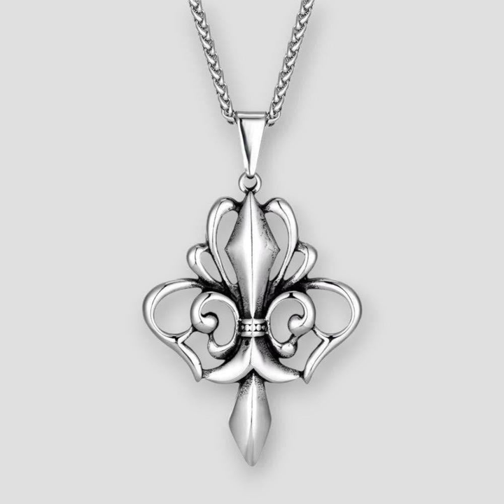 Moon Madrid Guntersville Necklace™ Men Jewelry – Stainless Steel Fleur-de-Lis Norse Pendant