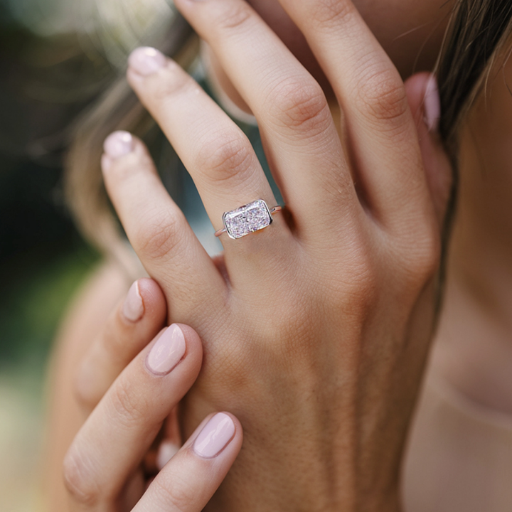 Aether Glow Ring™ Colored Gem Stone – Futuristic Boldness in Sleek Silver