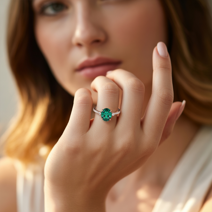 Willow Light Ring™ Colored Gem Stone – Nature’s Grace in Emerald Radiance