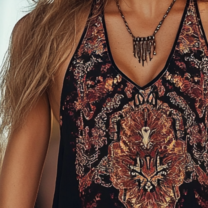 Women's Boho Chic Crop Top With Intricate Pattern™ Retro Western Style – Bold Prints and Effortless Festival Vibes