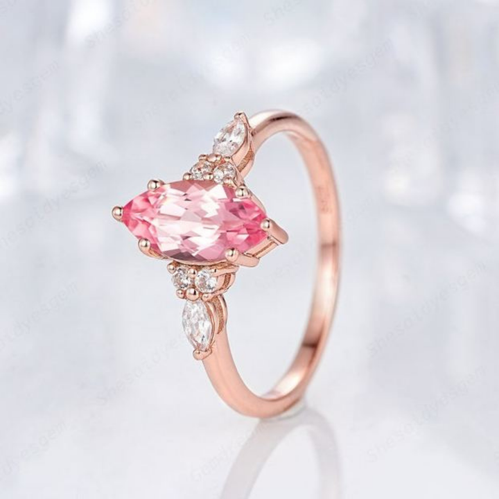 Rosy Bloom Ring™ Luxury Ring – 1.5 Carat Pink Sapphire in Sculpted Rose Gold Setting