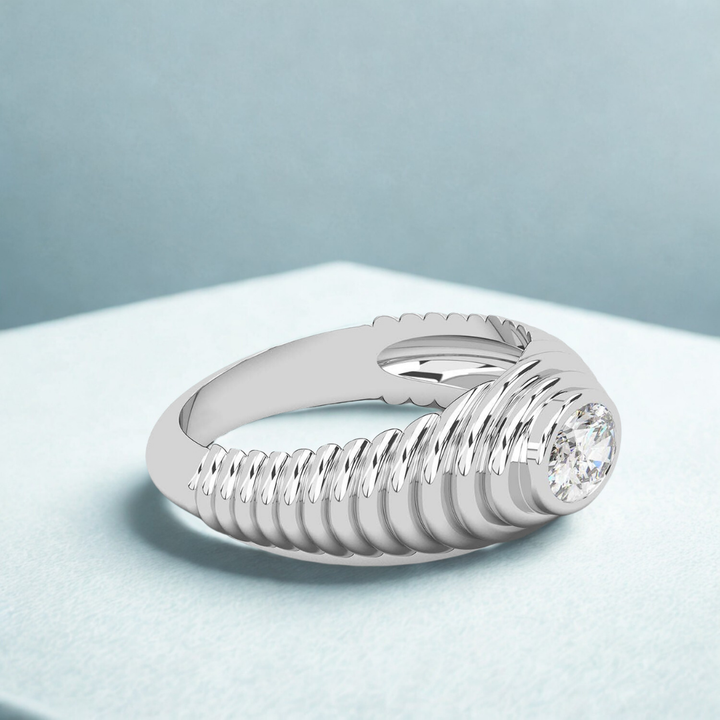 Dome Beveled Ring™ Luxury Ring – White Gold Moissanite Minimal Ring