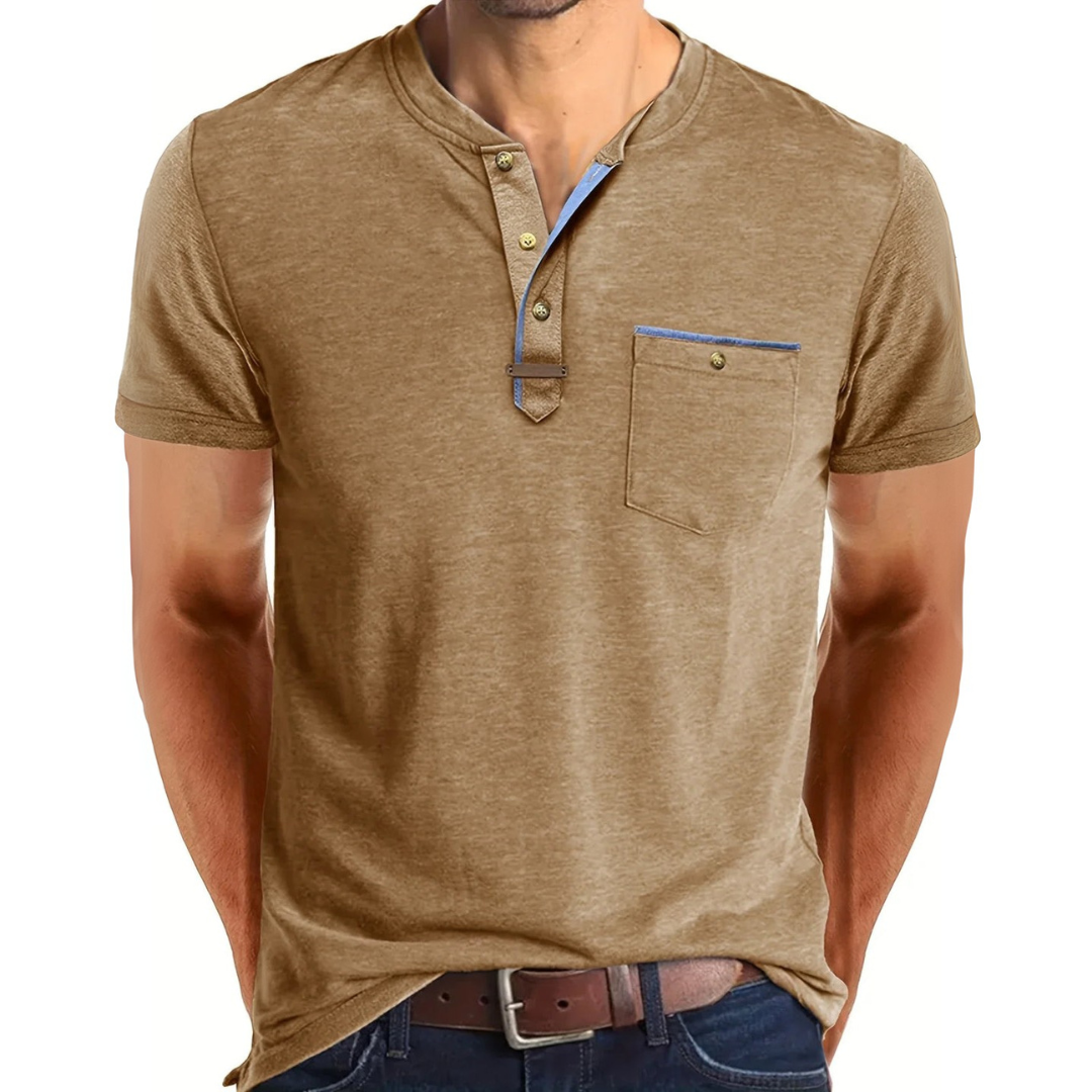 Saxon™ - Elegant Round Neck T-Shirt With Pocket