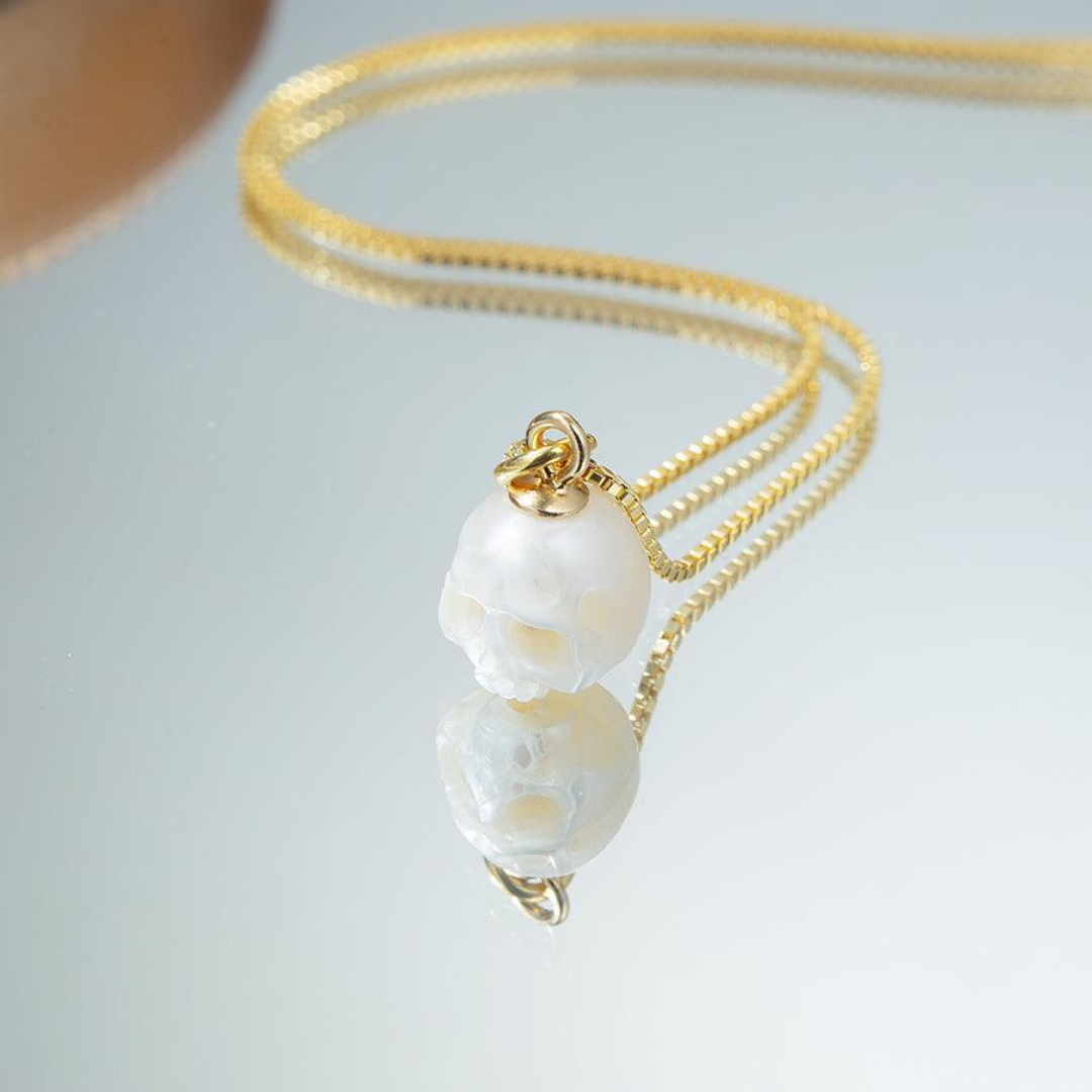 Dainty Simple Pearl Cranium Pendant Necklace™ Skull Accessories  – Refined Edge with Everyday Grace