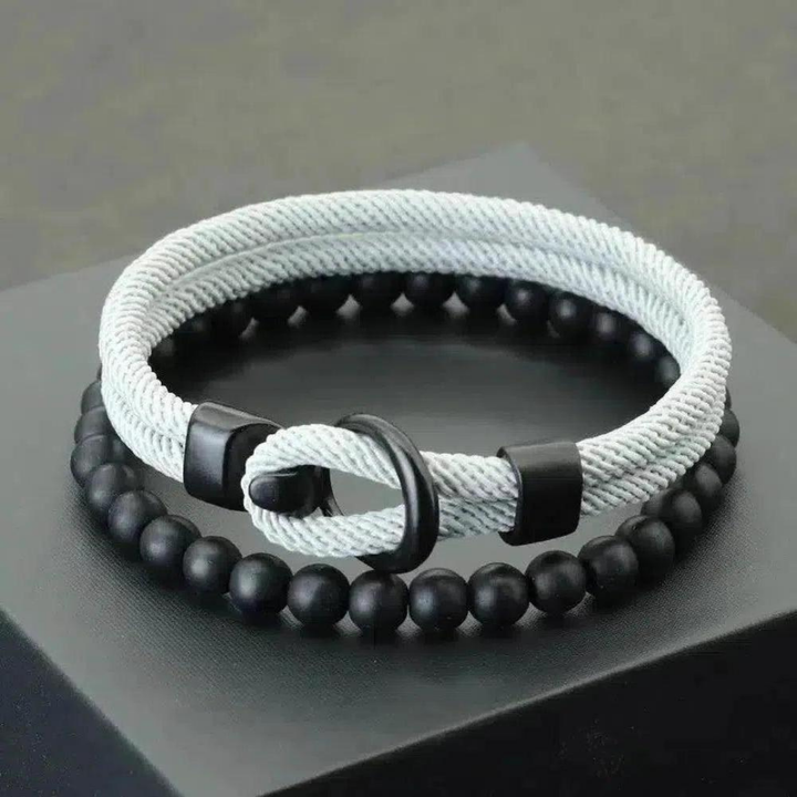 Sky Morris Havasu Bracelet™ Men Jewelry – Nautical Rope & Onyx Bead Bracelet Set