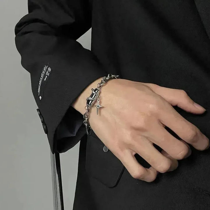 Saint Martin Ontario Bracelet™ Men Jewelry – Zircon Chain Bracelet with Cross Pendant