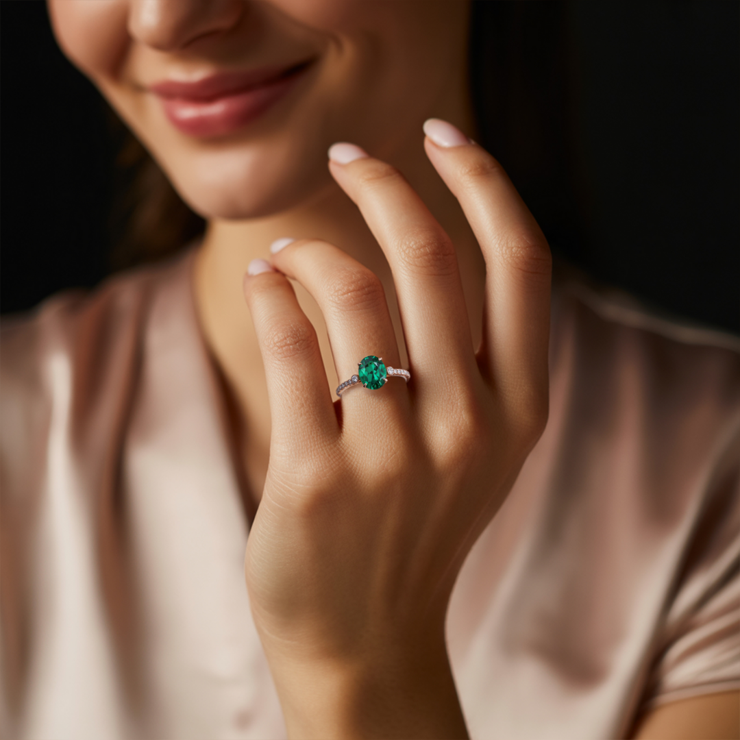 Willow Light Ring™ Colored Gem Stone – Nature’s Grace in Emerald Radiance
