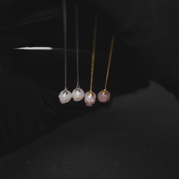 Dainty Pearl Skull Ear Threader Earrings™ Skull Accessories  – Gracefully Edgy Elegance