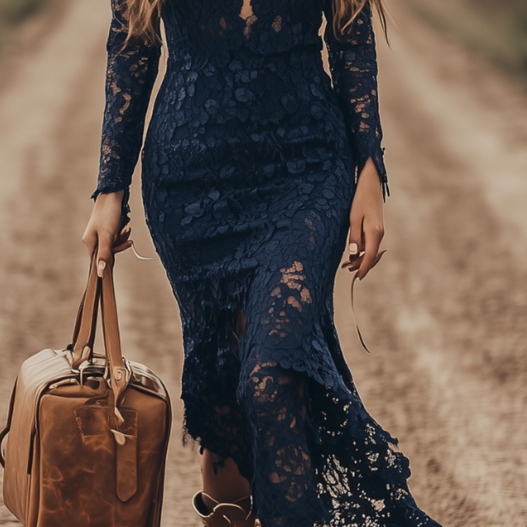 Vintage Elegant™ Retro Western Style Retro Western Style - Bohemian Lace Long Skirt Dress
