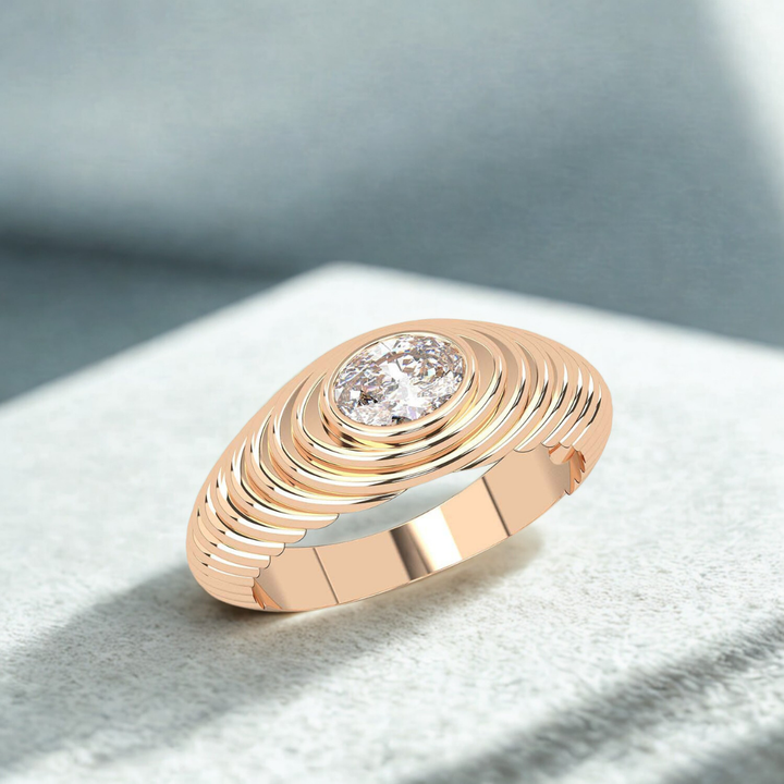 Dome Beveled Ring™ Luxury Ring – Rose Gold Moissanite Minimal Ring