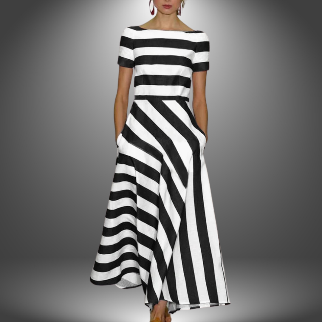 Alma™ Long Dress Collection - Striped A-Line Maxi Dress